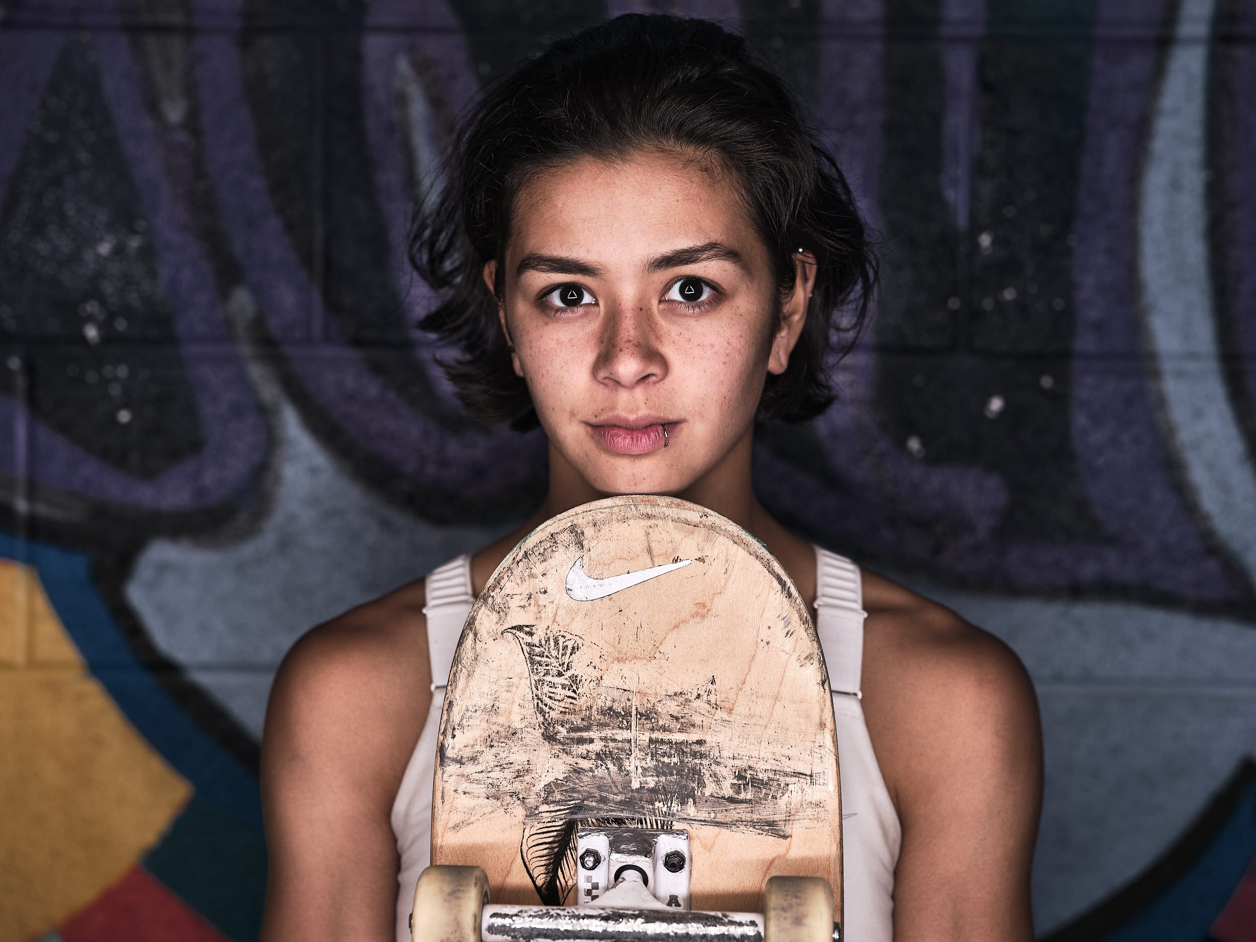 Portrait of pro-skater Christiana Means.